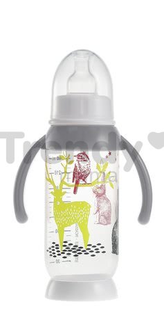 Nerozbitná dojčenská fľaša Beaba Zajačik s držiakom 240 ml šedá 240 ml od 0 mesiacov