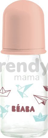 Dojčenská sklenená fľaša Beaba Origami 110 ml krémová od 0 mesiacov