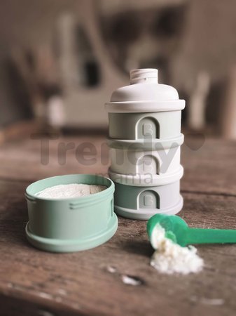 Dávkovač sušeného mlieka Formula Milk Container Beaba 4-dielny Cotton White Sage Green sivo-zelený od 0 mes