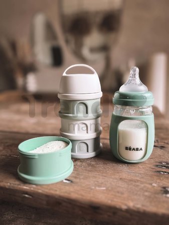 Dávkovač sušeného mlieka Formula Milk Container Beaba 4-dielny Cotton White Sage Green sivo-zelený od 0 mes