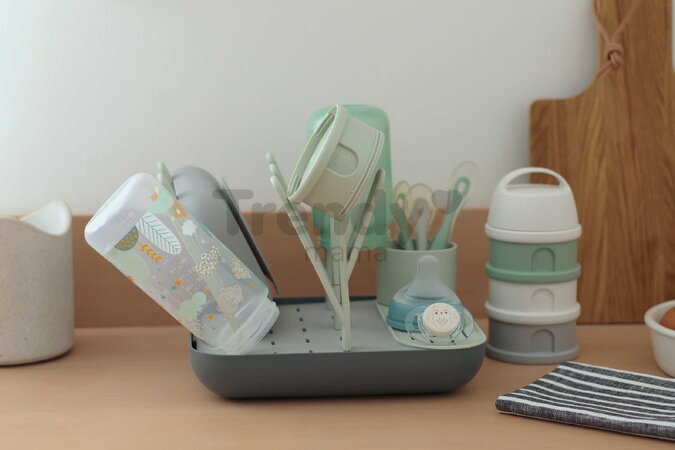 Odkvapkávač dojčenských fliaš Forest Draining Rack Misty Mineral Beaba modulárny na 6 fliaš zelený od 0 mes BE911729