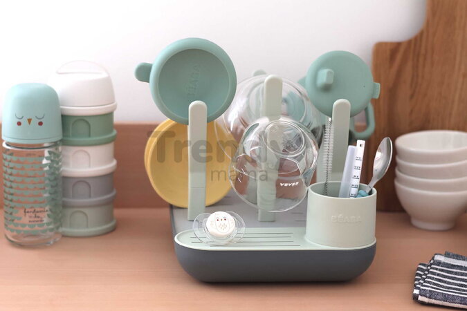 Odkvapkávač dojčenských fliaš Forest Draining Rack Misty Mineral Beaba modulárny na 6 fliaš zelený od 0 mes BE911729