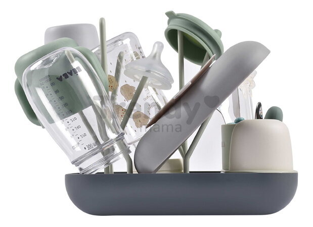 Odkvapkávač dojčenských fliaš Forest Draining Rack Misty Mineral Beaba modulárny na 6 fliaš zelený od 0 mes BE911729