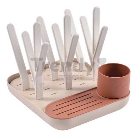 Odkvapkávač dojčenských fliaš Forest Draining Rack Terracotta Clay Beaba modulárny na 6 fliaš oranžový od 0 mes BE911730