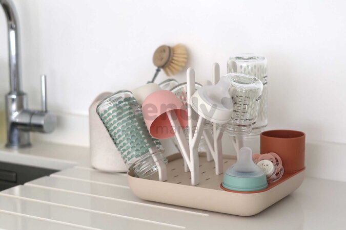 Odkvapkávač dojčenských fliaš Forest Draining Rack Terracotta Clay Beaba modulárny na 6 fliaš oranžový od 0 mes BE911730