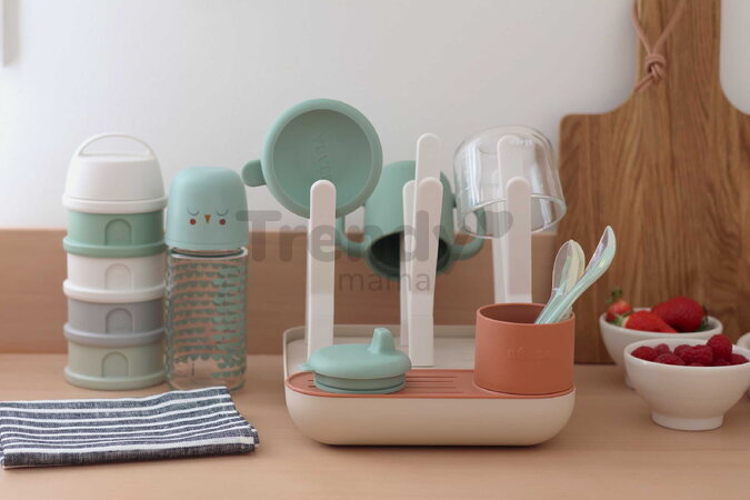 Odkvapkávač dojčenských fliaš Forest Draining Rack Terracotta Clay Beaba modulárny na 6 fliaš oranžový od 0 mes BE911730