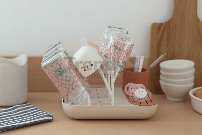 Odkvapkávač dojčenských fliaš Forest Draining Rack Terracotta Clay Beaba modulárny na 6 fliaš oranžový od 0 mes BE911730