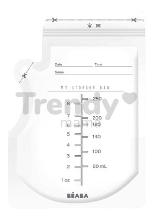 Vrecká na uchovávanie materského mlieka Breast Milk Storage Bags Beaba 250 ml 50 kusov BE911738