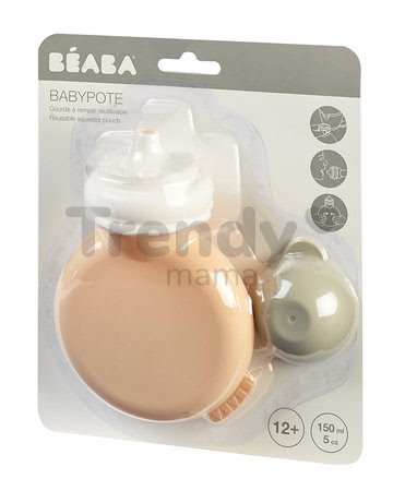 Fľaštička silikónová Beaba Babypote® pre bábätká ružová od 12 mesiacov