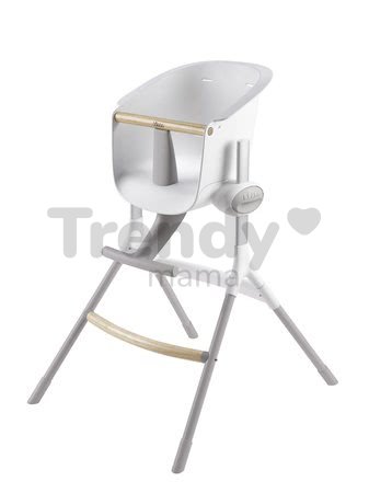 Jedálenská stolička z dreva Up & Down High Chair Beaba polohovatelná do 6 výšok, šedo-biela od 6-36 mesiacov