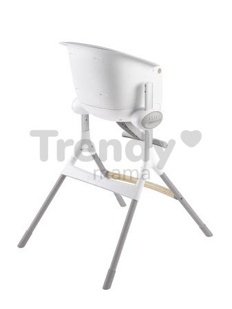 Jedálenská stolička z dreva Up & Down High Chair Beaba polohovatelná do 6 výšok, šedo-biela od 6-36 mesiacov