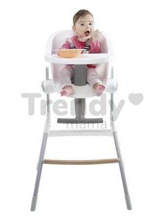 Jedálenská stolička z dreva Up & Down High Chair Beaba polohovatelná do 6 výšok, šedo-biela od 6-36 mesiacov