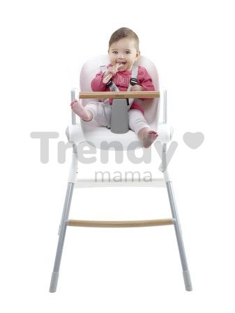 Jedálenská stolička z dreva Up & Down High Chair Beaba polohovatelná do 6 výšok, šedo-biela od 6-36 mesiacov