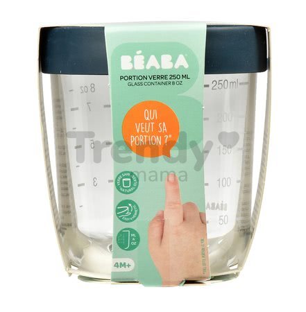 Dóza na jedlo z kvalitného skla Beaba 250 ml od 4 mesiacov modrá