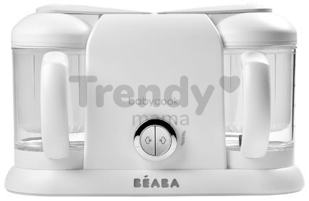 Aparat de gătit pe aburi şi mixer Beaba Babycook® Duo Plus White Silver dublu de la 0 luni