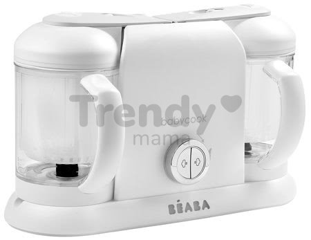 Aparat de gătit pe aburi şi mixer Beaba Babycook® Duo Plus White Silver dublu de la 0 luni