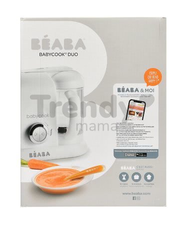 Aparat de gătit pe aburi şi mixer Beaba Babycook® Duo Plus White Silver dublu de la 0 luni