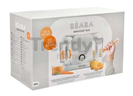 Aparat de gătit pe aburi şi mixer Beaba Babycook® Duo Plus White Silver dublu de la 0 luni