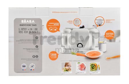 Aparat de gătit pe aburi şi mixer Beaba Babycook® Duo Plus White Silver dublu de la 0 luni