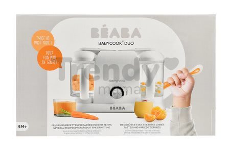 Aparat de gătit pe aburi şi mixer Beaba Babycook® Duo Plus White Silver dublu de la 0 luni