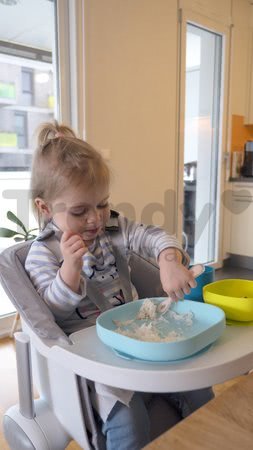 Jedálenská súprava Meal set zo silikónu pre bábätká Beaba od 4 mesiacov modrá