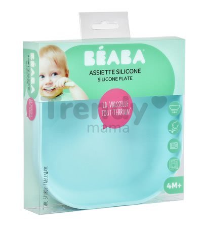 Tanier pre bábätká Silicone Suction Plate Beaba z mäkkého silikónu modrý od 0 mesiacov