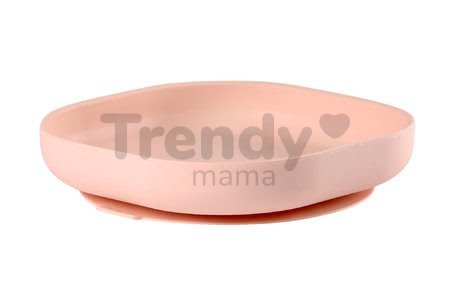 Tanier pre bábätká Silicone Suction Plate Beaba z mäkkého silikónu ružový od 0 mesiacov