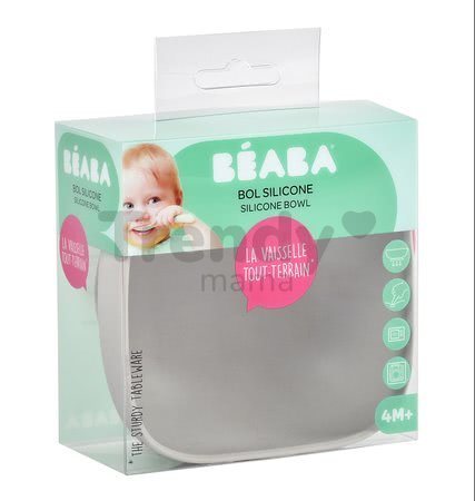 Miska pre bábätká Silicone Suction Bowl Beaba zo silikónu šedá od 0 mesiacov