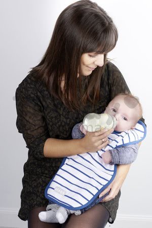 Podbradník pre deti Beaba Evolutive Pásiky od 0 mesiacov z bavlny s elastickým golierom modro-biely