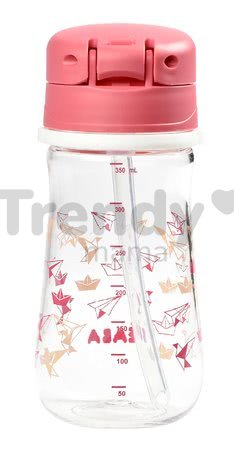 Fľaša Bidon zo tvrdého plastu Beaba Straw Cup 350 ml so slamkou na pitie ružová od 8 mes