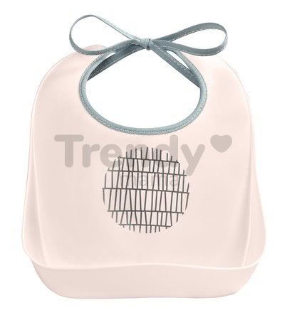 Podbradník pre deti Beaba Pink Grid Training Bib 1st age ružový od 4 mes