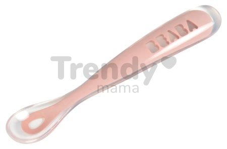 Lyžička pre deti Beaba Ergonomic 1st age Old Pink zo silikónu ružová 17 cm od 4 mes