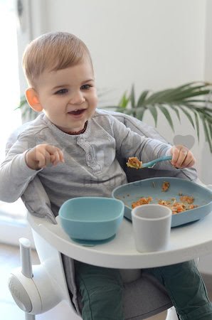 Jedálenská súprava Silicone Meal Set Beaba zo silikónu 4-dielna modrá pre bábätká od 4 mes