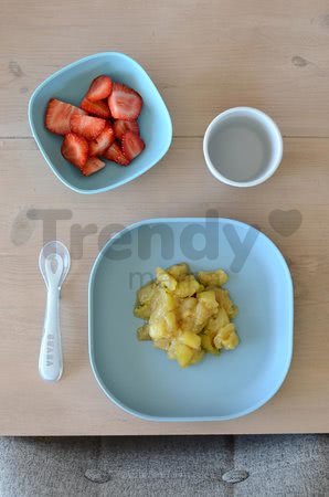 Jedálenská súprava Silicone Meal Set Beaba zo silikónu 4-dielna modrá pre bábätká od 4 mes