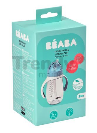 Fľaša Bidon na učenie pitia Beaba Learning Cup 2in1 Windy Blue 300 ml so slamkou modrá od 8 mes