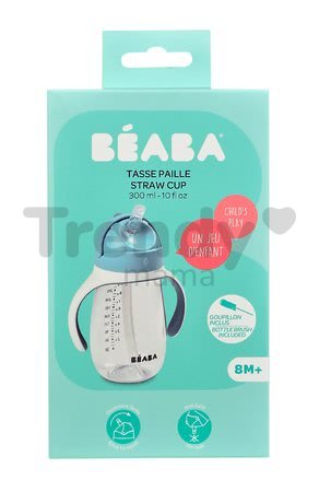 Fľaša Bidon na učenie pitia Beaba Learning Cup 2in1 Windy Blue 300 ml so slamkou modrá od 8 mes