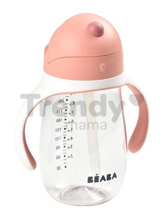 Fľaša Bidon na učenie pitia Beaba Learning Cup 2in1 Old Pink 300 ml so slamkou ružová od 8 mes