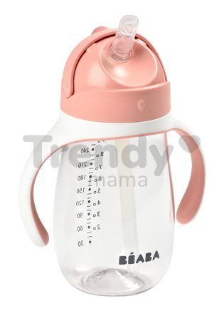 Fľaša Bidon na učenie pitia Beaba Learning Cup 2in1 Old Pink 300 ml so slamkou ružová od 8 mes