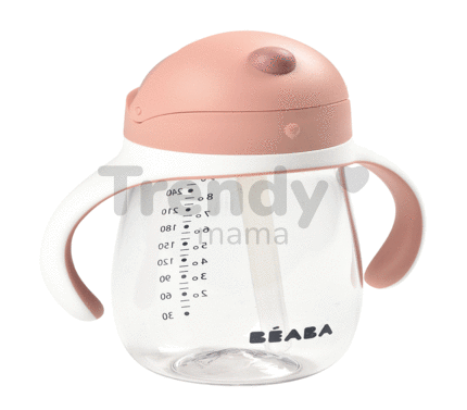 Fľaša Bidon na učenie pitia Beaba Learning Cup 2in1 Old Pink 300 ml so slamkou ružová od 8 mes