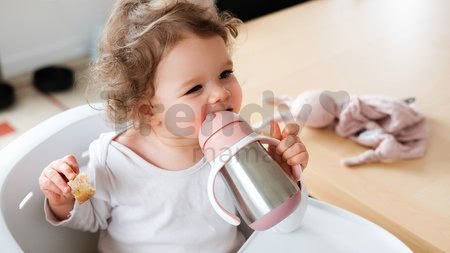 Fľaša Bidon s dvojitými stenami Stainless Steel Straw Cup Beaba Old Pink 250ml ružová z nehrdzavejúcej ocele od 8 mes