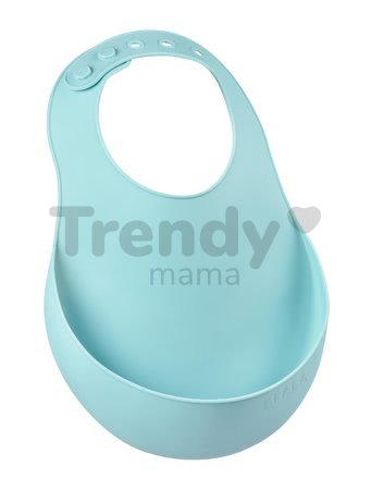 Podbradníky pre deti Silicone Bib Beaba Light Mist & Airy Green Beaba 2 kusy z mäkkého silikónu a gombíkmi od 0 mes