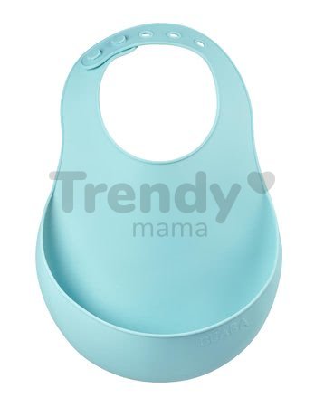 Podbradníky pre deti Silicone Bib Beaba Light Mist & Airy Green Beaba 2 kusy z mäkkého silikónu a gombíkmi od 0 mes