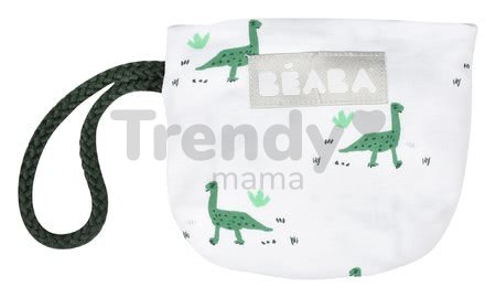Podbradník pre deti Evolutive cotton Beaba Dino z bavlny s elastickým golierom zelený od 0 mes