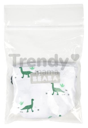 Podbradník pre deti Evolutive cotton Beaba Dino z bavlny s elastickým golierom zelený od 0 mes