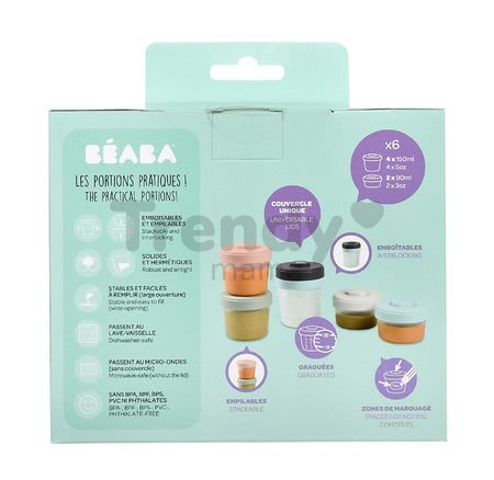 Set 6 dóz na jedlo Beaba 1st Age Starter Food Storage 6 clip 2x90ml + 4x150 ml