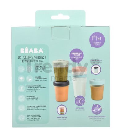 Set 6 dóz na jedlo Beaba Toddler Food Storage 6 clip 6x250 ml