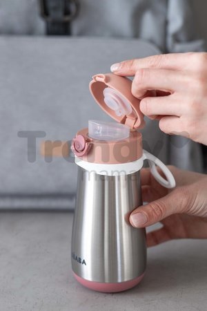 Fľaša Bidon s dvojitými stenami Stainless Steel Bottle Beaba Old Pink 350ml ružová z nehrdzavejúcej ocele od 18 mes