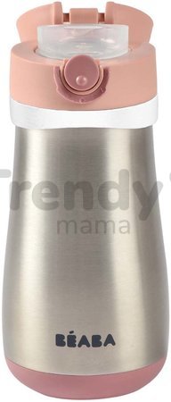 Fľaša Bidon s dvojitými stenami Stainless Steel Bottle Beaba Old Pink 350ml ružová z nehrdzavejúcej ocele od 18 mes