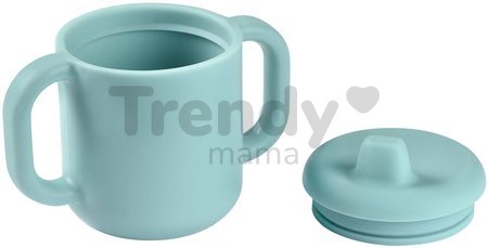 Hrnček pre bábätká Silicone Learning Cup Blue Beaba s vrchnákom na učenie sa piť od 8 mes modrý