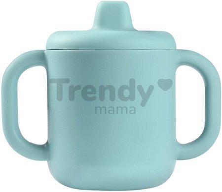 Hrnček pre bábätká Silicone Learning Cup Blue Beaba s vrchnákom na učenie sa piť od 8 mes modrý